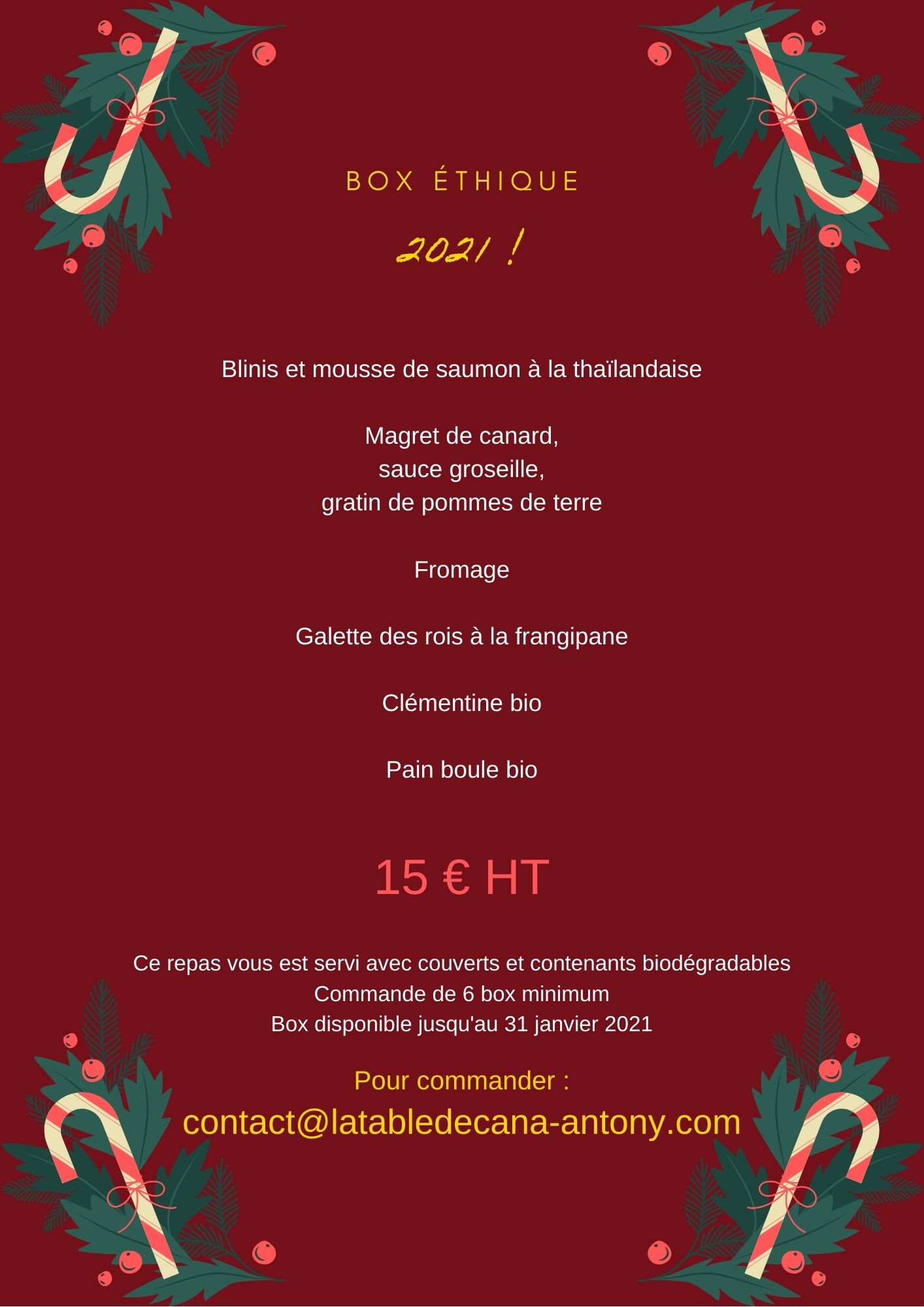 Box Ethique 2021 ! Repas de fête janvier